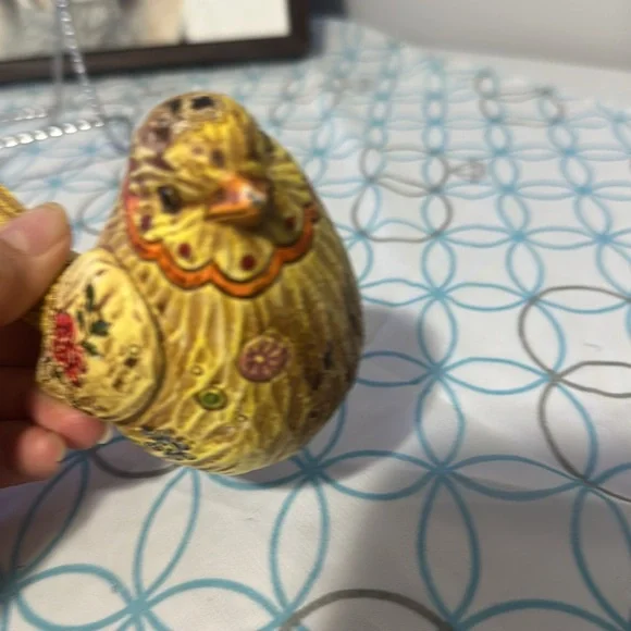 Decorative Yellow Bird Figurine few spots chipped colors - Picture 7 of 8